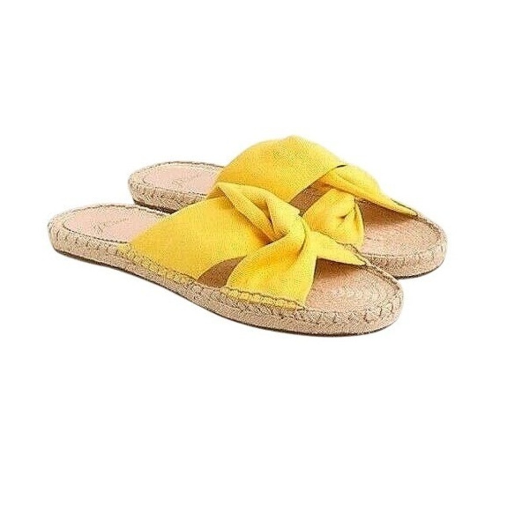 J.Crew Golden Sun Twisted Knot Canvas Espadrille Slides Yellow Size 9 Summer